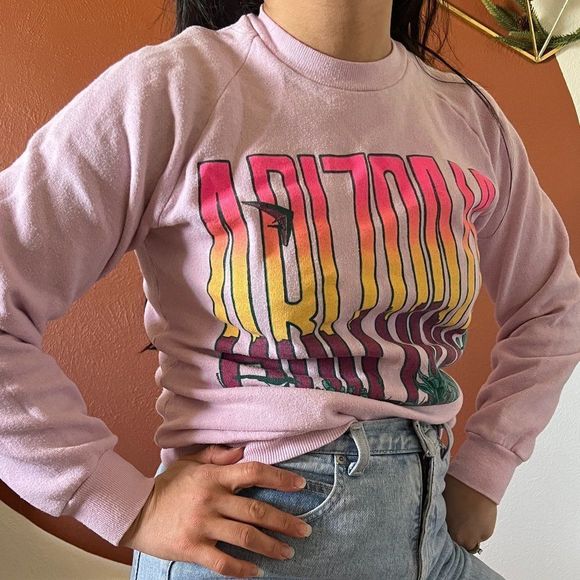 Vintage Cal Cru Arizona‎ sunset Sweatshirt Size small Made in USA Single Stitch - Picture 8 of 8
